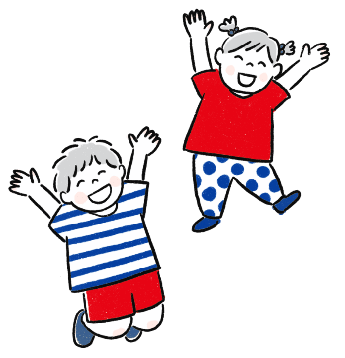 喜ぶ少年少女